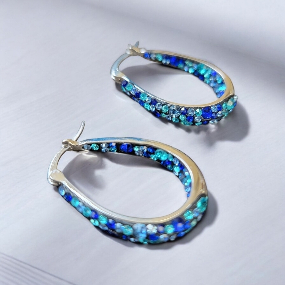 Silver and Blue crystal earrings